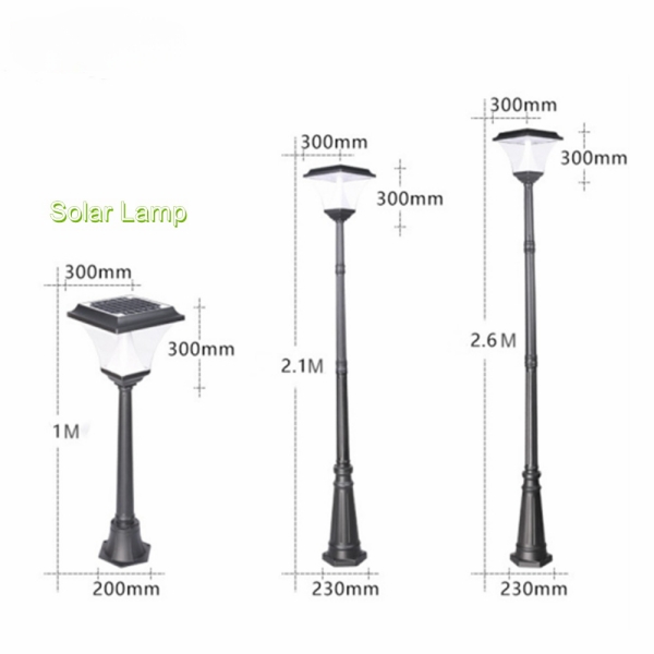 Luzes montadas em poste movidas a energia solar | Poste de iluminação externo com luz solar 