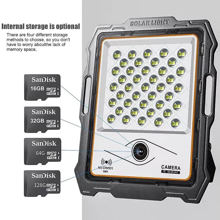 Holofotes externos movidos a energia solar | Holofotes externos com câmera de vigilância com sensor de movimento