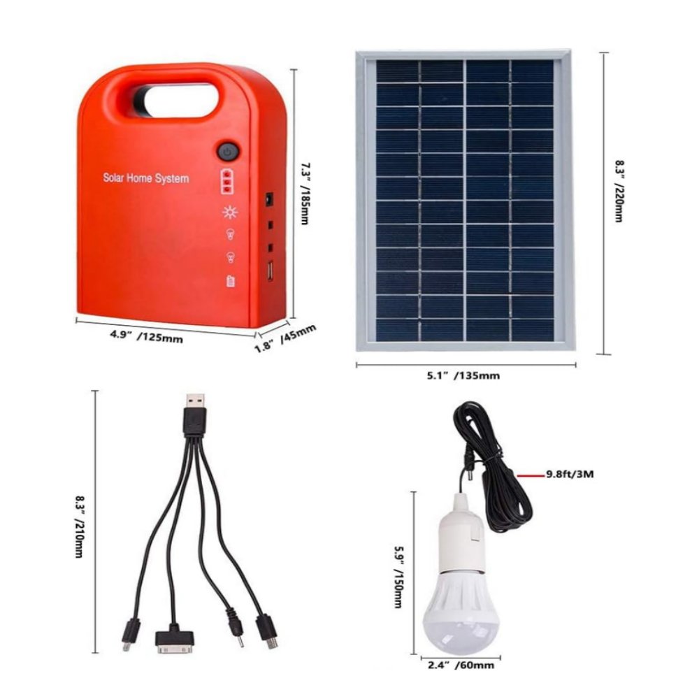  Kit de iluminação solar para casa | Sistema de energia portátil para aldeias