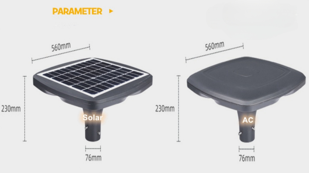 poste quadrado luzes solares_dimension