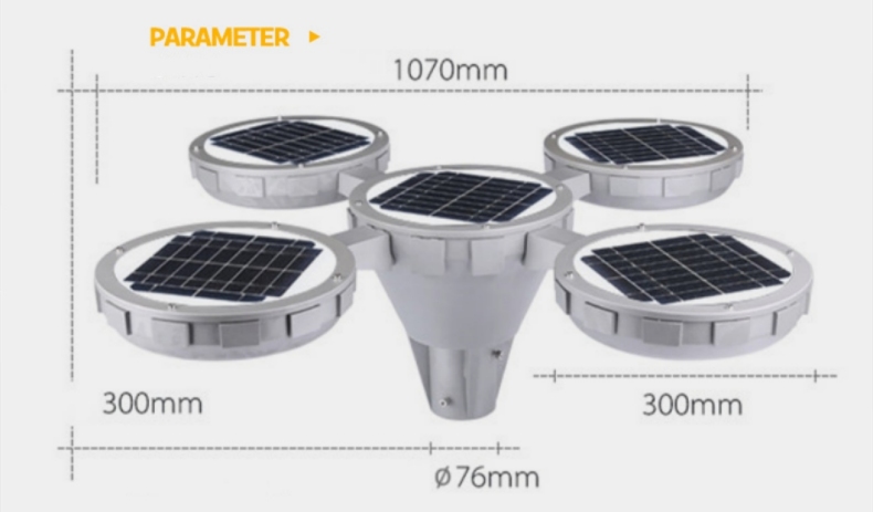 luzes de poste solar outdoor_triple head lamp