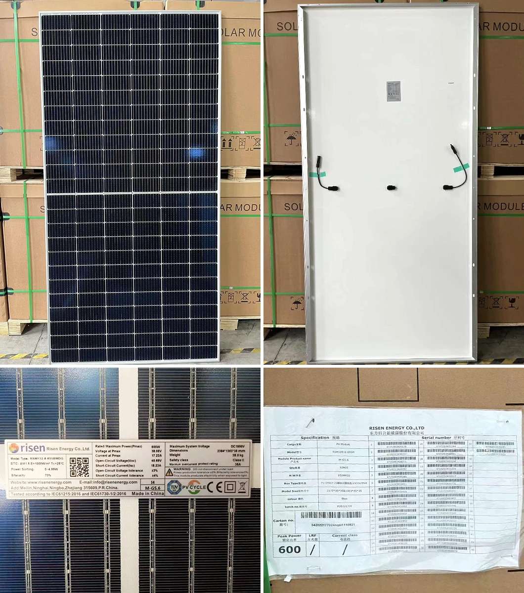 Preço do painel solar fotovoltaico monocristalino bifacial de 700 watts da Risen Energy