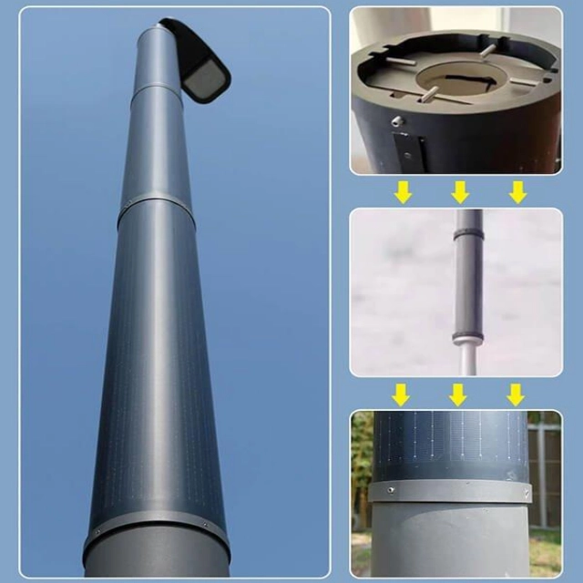 Painel Solar Cilíndrico 360° | Solução fotovoltaica vertical para postes solares inteligentes